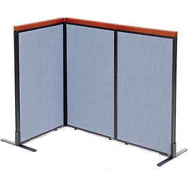 Picture of Global Industrial 695087BL Deluxe Freestanding 3-Panel Corner Room Divider&#44; 24.25 x 43.5 in. Panels&#44; Blue