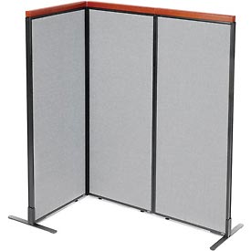 Picture of Global Industrial 695088GY Deluxe Freestanding 3-Panel Corner Room Divider&#44; 24.25 x 61.5 in. Panels&#44; Gray