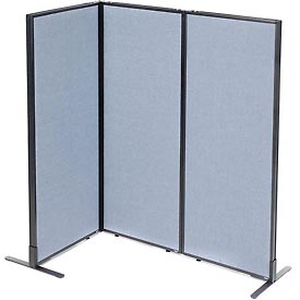 Picture of Global Industrial 695094BL Freestanding 3-Panel Corner Room Divider&#44; 24.25 x 60 in. Panels&#44; Blue