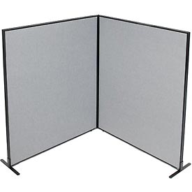 Picture of Global Industrial 695108GY Freestanding 2-Panel Corner Room Divider&#44; 60.25 x 72 in. Panels&#44; Gray