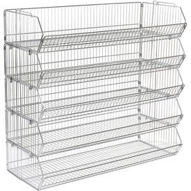 Modular Wire Stacking Bin Rack with 5 Bins - Chrome - 48 x 20 x 45 in. - Durable Design