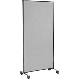 Mobile Office Partition Panel - Gray - 36.25 x 75 in. - Flame Retardant