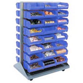 Picture of Global 550170BL Mobile Double Sided Floor Rack with 192 Blue Stacking Bins - 36 x 54 in.