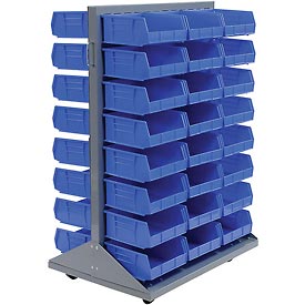 Picture of Global 550176BL Mobile Double Sided Floor Rack with 48 Blue Stacking Bins - 36 x 54 in.