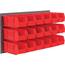 Picture of Global 550201RD Wall Bin Rack Panel 36 x19 with 18 Stacking Bins&#44; Red - 5.5 x 11 x 5 in.