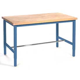 Picture of Global 318899BL Production Workbench - Birch Butcher Block Square Edge&#44; Blue - 48 x 36 in.