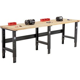 Maple Butcher Block Workbench - Adjustable Height - Black - Durable Design