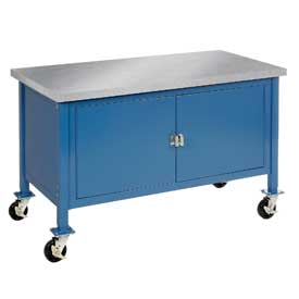 Mobile Workbench with Security Cabinet - Blue - 60 x 30 in.