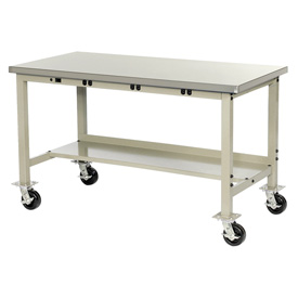 Picture of Global 249414TN Mobile Lab Bench with Power Apron - Plastic Laminate Safety Edge&#44; Tan - 60 x 30 in.