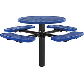 Round In-Ground Picnic Table - Blue - 46 in. - Expanded Metal Design
