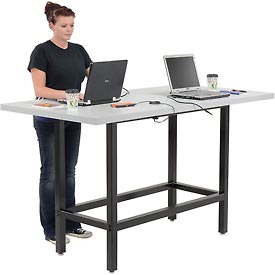 Standing Height Table with Power Laminate - Gray - 72 x 36 x 42 in.