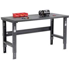 Steel Square Edge Workbench with Adjustable Height - Black - 60 x 36 in.