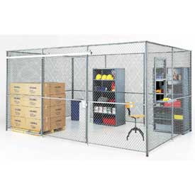 Picture of Global Industrial 180452A 20 x 10 x 8 in. Wire Mesh Partition Security Room with Roof - 4 Sides Window