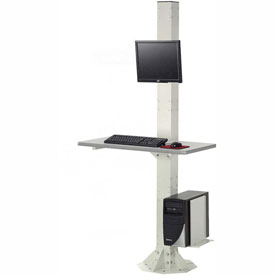 Picture of Global Industrial 239134BG 81 in. Stationary Floor Orbit Computer Station with Vesa LCD Mount - Beige