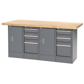 Maple Top Workbench - 72 x 30 in. - 6 Drawers & 2 Cabinets - Sturdy Design