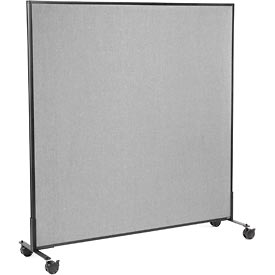 Mobile Office Partition Panel - Gray - 60.25 x 63 in. - Flame Retardant