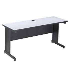 72in. Gray Office Desk - Rectangle - Laminate Top - Cable Management