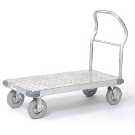 Picture of Global Industrial 241594 56 x 42 in. Aluminum Diamond Deck Platform Truck with 8 in. Pneumatic Caster&#44; Aluminum - Capacity 1200 lbs