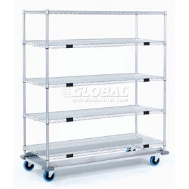 Nexel Open Sided Wire Exchange Truck with 5 Wire Shelves - Chrome - Capacity 1000 lbs