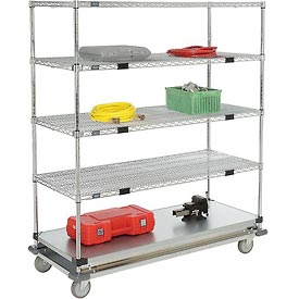 Global Industrial 558826A Nexel Open Sided Wire Exchange Truck with 4 Wire 1 Galvanized Shelf, Chrome - Capacity 1000 lbs -  GLOBAL INDUSTRIES