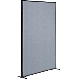 Freestanding Office Partition Panel - Blue - 36.25 x 60 in. - Durable Fabric