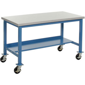 Mobile Lab Bench - Blue - 60 x 36 in. - Heavy-Duty Plastic Top