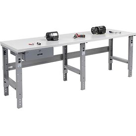 Heavy-Duty Plastic Laminate Workbench - Gray - 96 x 36 in. - Adjustable Height