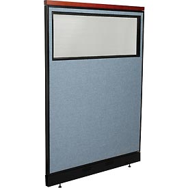 Picture of Interion 694732WPBL 48.25 x 65.5 in. Deluxe Office Partition Panel with Partial Window & Pass-Thru Cable&#44; Blue