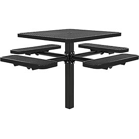 46 in. Square In-Ground Mount Picnic Table - Expanded Metal - Black