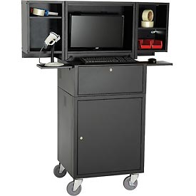 Mobile Fold-Out Computer Security Cabinet - Black - Unassembled