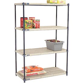 331461N Vented Plastic Shelving - 42 x 24 x 63 in. - Beige & Blue