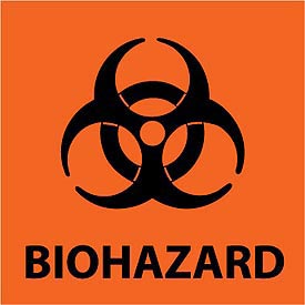 Biohazard Graphic Safety Labels - Black on Orange