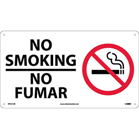 SPSA124R No Smoking Bilingual Plastic Sign - Black on White