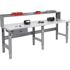 Gray Plastic Laminate Workbench - 96 x 36 in. - Adjustable Height - Heavy-Duty
