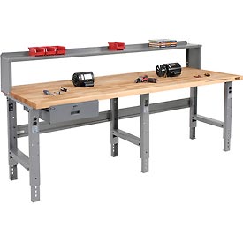 Gray Maple Butcher Block Workbench - 96 x 36 in. - Adjustable Height - Durable Design