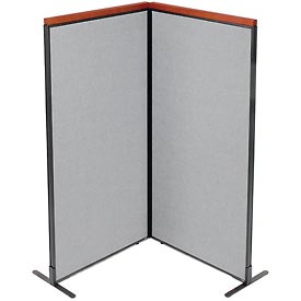 Deluxe Freestanding 2-Panel Corner Room Divider - Gray - 36.25 x 73.50 in. - Includes Wood Cap