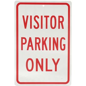 Picture of National Marker 932136 Aluminum Sign - Visitor Parking Only - 0.063 in. Thickness&#44; White & Red