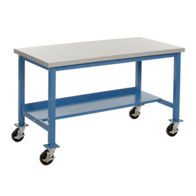 Plastic Safety Mobile Lab Bench - Blue