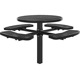 Global Industrial 695292BK 46 in. Round In-Ground Mount Picnic Table, Expanded Metal, Black