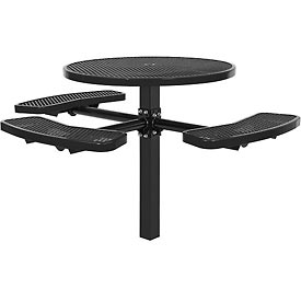 Global Industrial 695294BK 46 in. ADA Round In-Ground Mount Picnic Table, Expanded Metal, Black