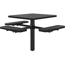 Picture of Global Industrial 695295BK 46 in. ADA Square In-Ground Mount Picnic Table&#44; Expanded Metal&#44; Black