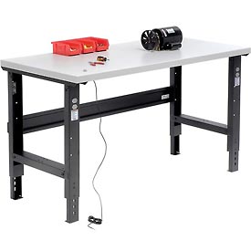 60 x 30 in. ESD Square Edge Workbench - Adjustable Height - Black