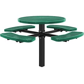 Global Industrial 695292GN 46 in. Round In-Ground Mount Picnic Table, Expanded Metal, Green