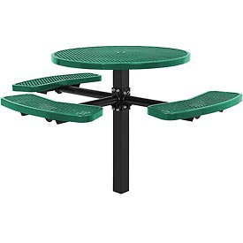 Picture of Global Industrial 695294GN 46 in. ADA Round In-Ground Mount Picnic Table&#44; Expanded Metal&#44; Green