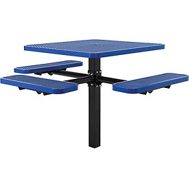 Picture of Global Industrial 695295BL 46 in. ADA Square In-Ground Mount Picnic Table&#44; Expanded Metal&#44; Blue