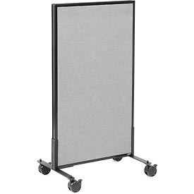 Mobile Office Partition Panel - Gray & Black - 24.25 x 45 in. - Locking Casters