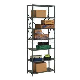 Global Industrial 562242A 48 x 12 x 97 in. Steel Shelving 18 Gauge Open Clip Style 7 Shelf - Gray