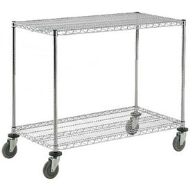 Picture of Global Industrial 188684 48 x 24 in. Nexel Adjustable Chrome Wire Shelf Cart 2 Shelves - 800 lbs