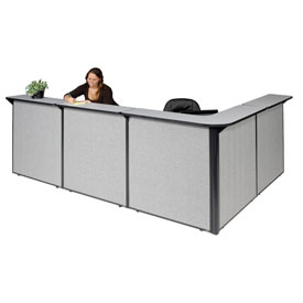Picture of Interion 249011GG L-Shaped Reception Station&#44; 116 x 80 x 44 in. - Gray Counter&#44; Gray Panel - Black