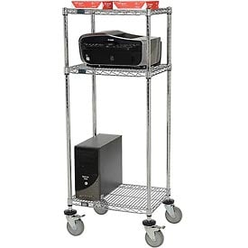 3-Shelf Mobile Wire Printer Stand - Chrome - 24 x 18 x 59 in.